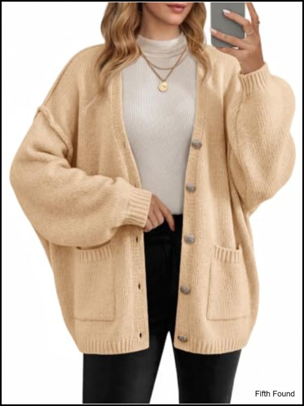 Oversized Button Up Cardigan Chunky Knit Sweater with Pockets
